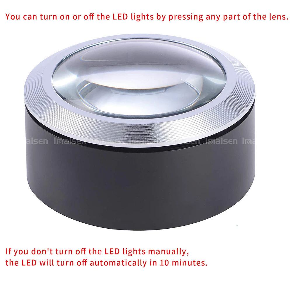 5x Desktop Dome Magnifier,With Light And Stand For Map Document Reading