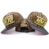 Adjustable leather brim and back strap leopard snapback hats with 3d embroidery logo
