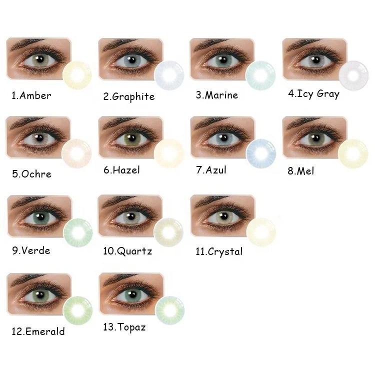 Realcon Customize Beauty Natural Tri Hazel Color Eye Contact Lens Power ...