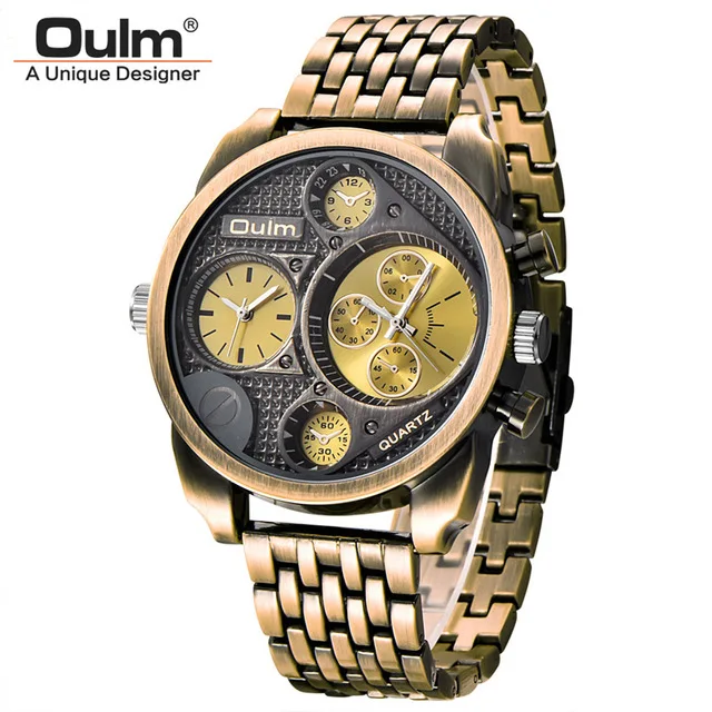 

Oulm 9316 Men Japan Movement Quartz Watch Multiple Time Zone Sports Watches, As picture