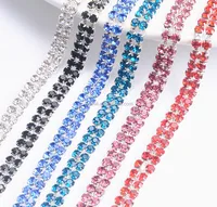 

factory crystal rhinestone sew on double rows trimming close cupchain for jewelry strass finding accessories xinmili Manufacture