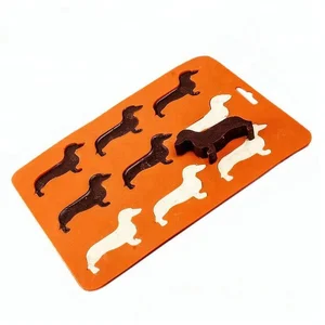 Image of custom logo 9 Cavity Dachshund Dog Shaped Silicone Ice Cube Tray Mold