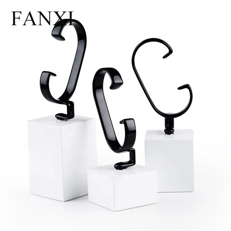 

FANXI Wholesale Custom White Soild Wood Lacquered Jewelry Display Props Rack For Bracelet Bangle Watch Display Stand