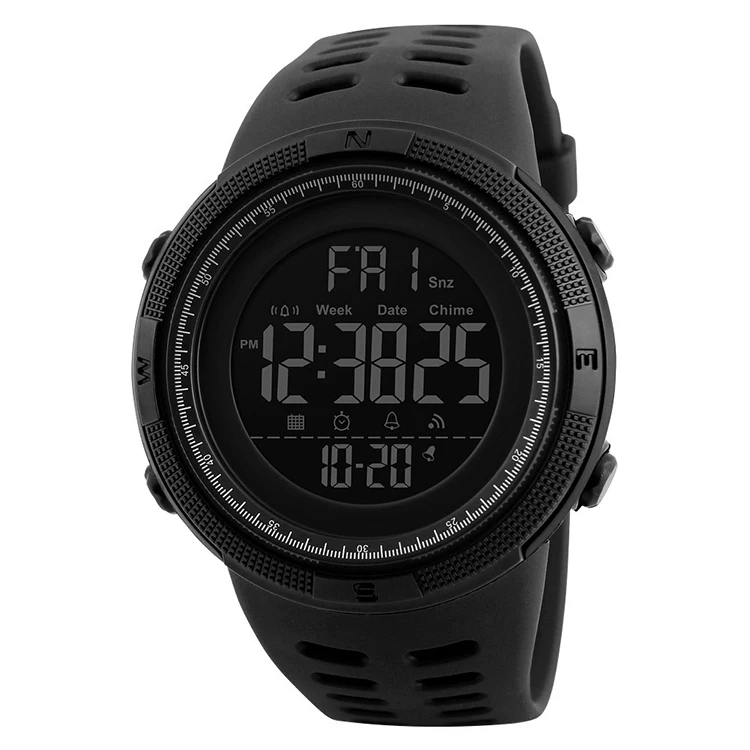 

Eco-friendly simple fashion EL double Time waterproof 50 sport wristwatches digital watch men skmei 1251, 6 colors