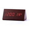 Electronic Display Sound Control Desktop Wooden Digital LED Alarm Clock