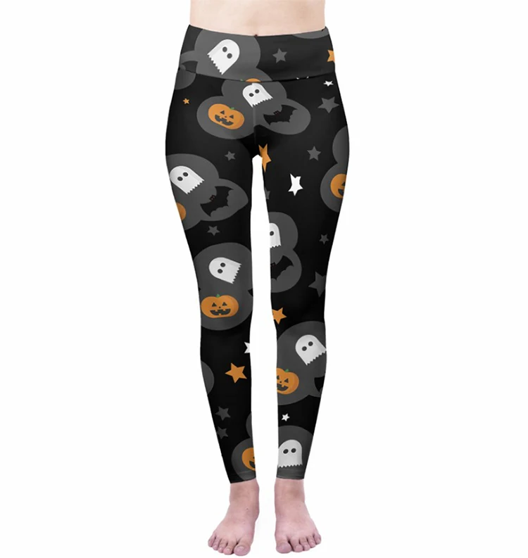 

Women's Halloween Pumpkin Skulls Printed Ankle Elastic Tights Legging Halloween, Can be customized