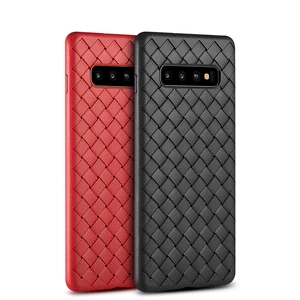 OTAO Woven Pattern Genuine Leather Phone Case Samsung S9 S10 Note 9