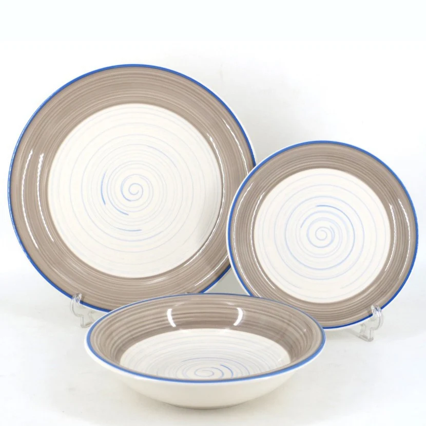 2018wholesale 18pc Stoneware Cheap Ceramic Hand Painted Dinnerware Set