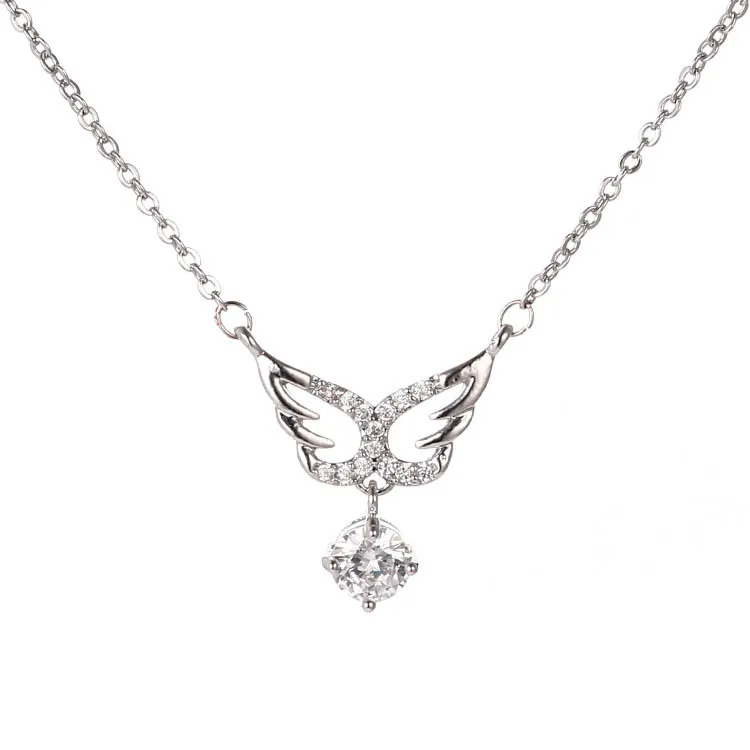 

2021 Design Alibab Turkey Angel Wings Necklace With Chain Diamond, White
