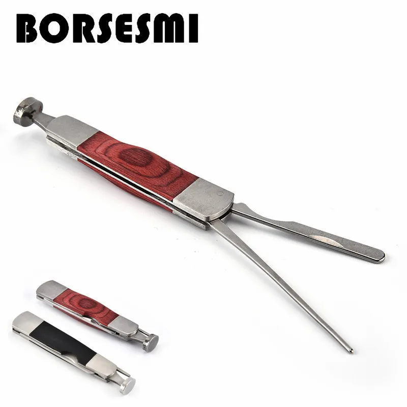 

New creative 3 in 1 stainless steel Tobacco Pipe Cleaning Tool Tamper Pick Spoon Reamer wooden Tamper knife smoking tools 85mm, As photo or customized