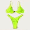 Neon Bright Color Striped Under-wired Triangle Top With High Leg Bikini Set