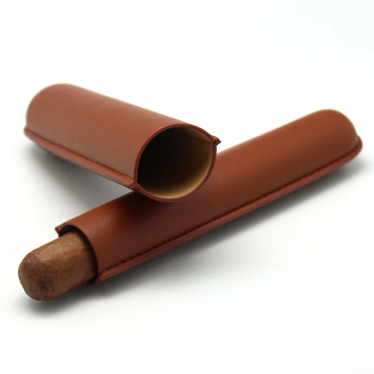 

wholesale 1ct cigar PVC leather cigar case, Brown