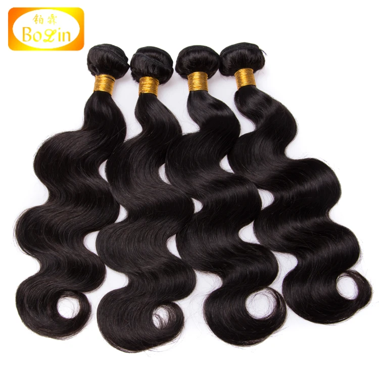 

Brazilian human hair body wave hair bundles natural color single drawn hair wefts, Natural color and can be dyed