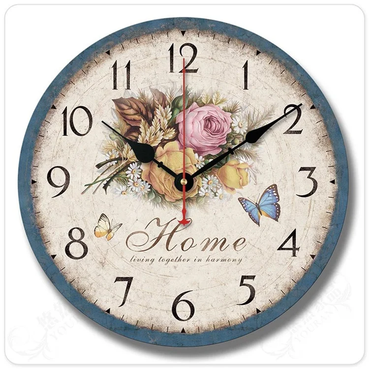 

12 Inch Vintage Cheap Promotional Picture Custom Printing MDF Wall Clock