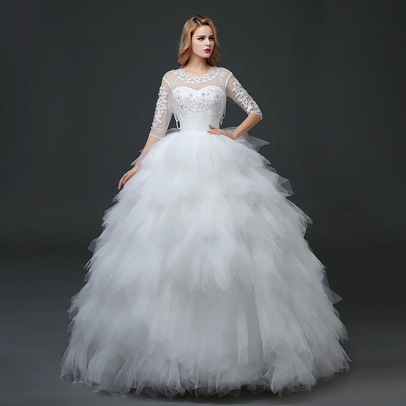 

Good sealed high quality Chiffon Half-Sleeve feather wedding dress