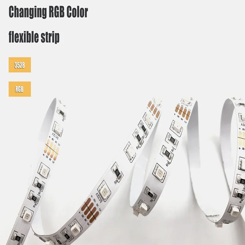 DC12V SMD3528 LED Chips RGB Color 60LEDs 5meters/reel IP20 Non-waterproof High Brightness 3 In 1 LED Flexible Strips