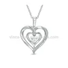 two rows 925 silver heart pendant setting cz stones forever promiss jewelry for lover