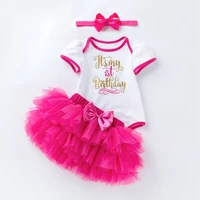 

12 months Cotton Dress for Baby Girl 1 Year 1st Birthday Infant Party Dresses Tutu Skirt Baby Baptism Gown Outfits with Headband
