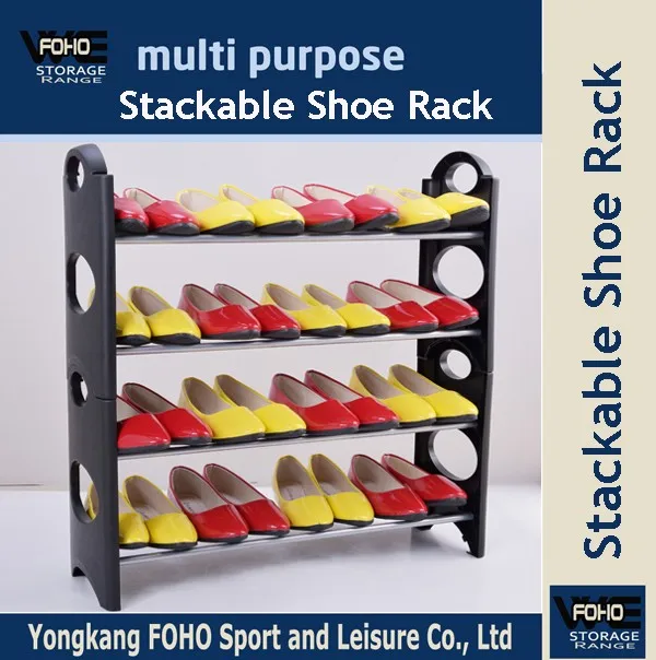 4-Tier Shoe Organizer Storage floor standing rack 12 Pairs Aluminium 