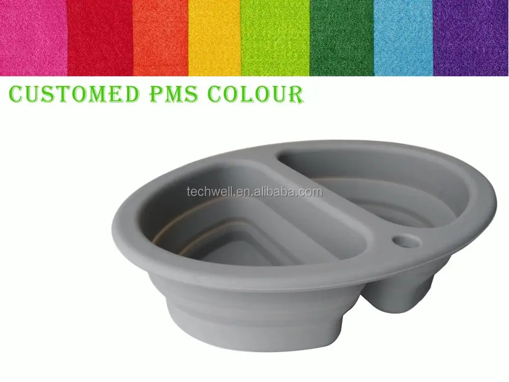 New Amazon Silicone Foldable Food & Water Double Hole Dog Feeder Bowl
