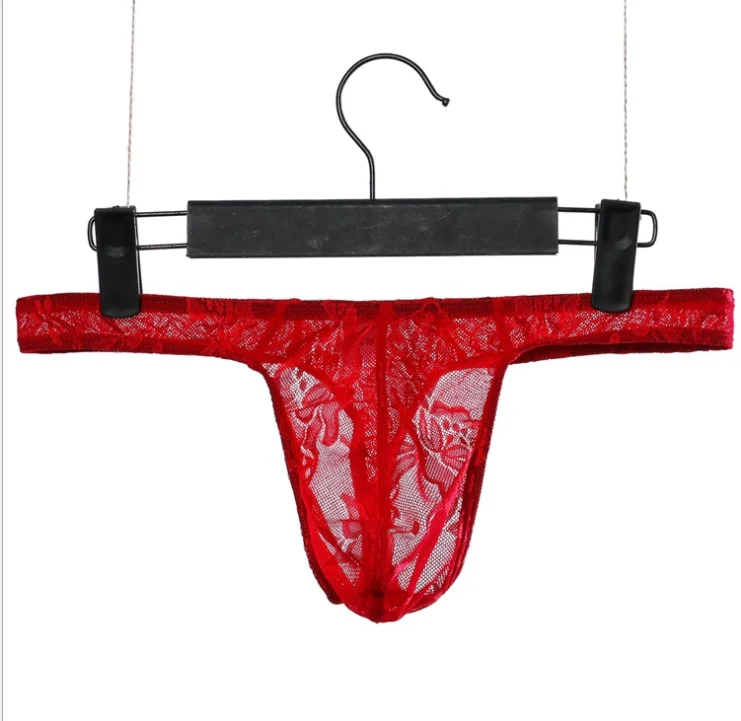 Men's lace G-String Thongs T-Back See Through Bikini Briefs Underwear