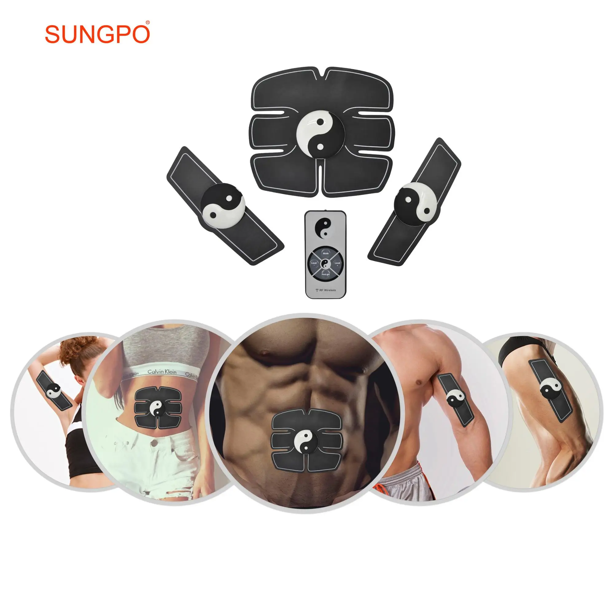 

Smart Wireless EMS Massage Muscle Training ABS fitness Stimulator for abdormen hip SUNGPO Manufacturer, Black