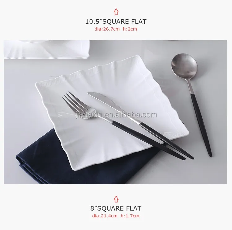 Fine Bone China Dinnerware Set Square Dinner Plates For Restaurant