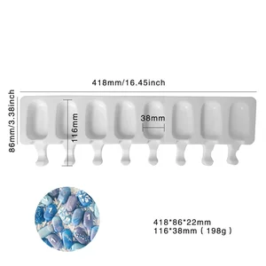 Image of silicone popsicle pop mold for ice cream tools 8 cavity ice cream mold