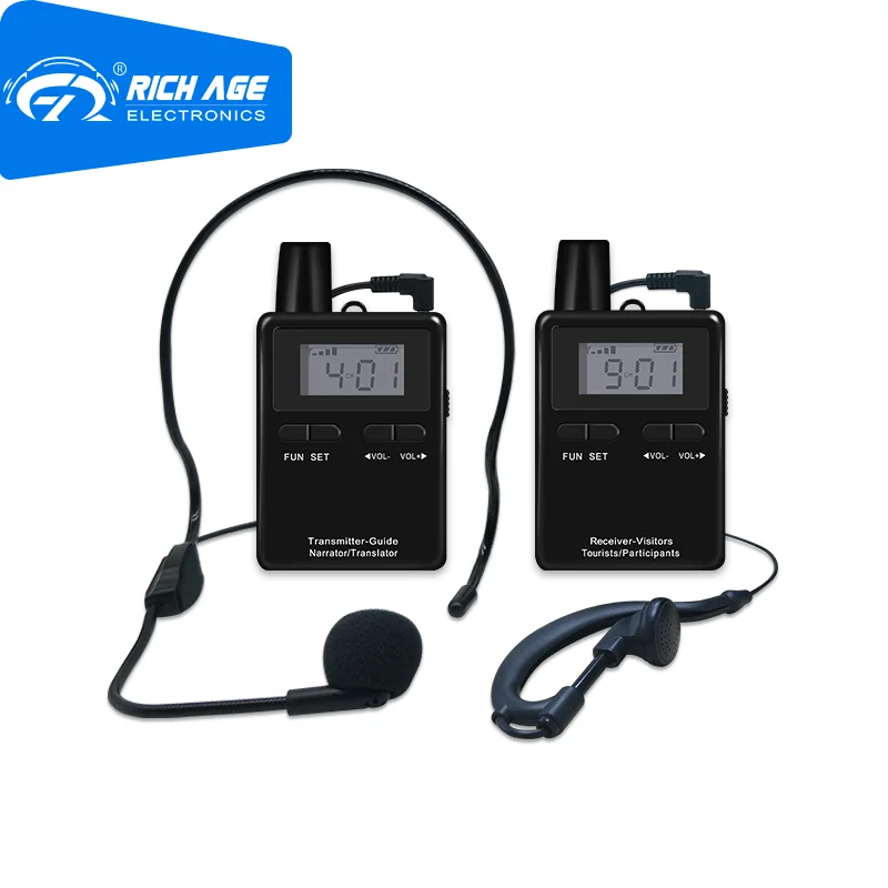 

2.4G 1 Transmitter + 1 Receiver Digital Whisper Wireless Tour Guide Equipment Portable Audio Guide System