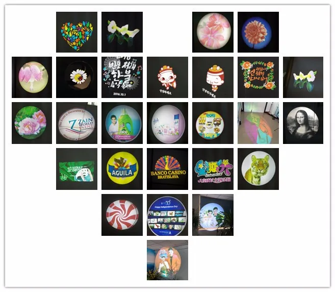 53mm diameter glass gobo colorful image gobo slide for advertising projector