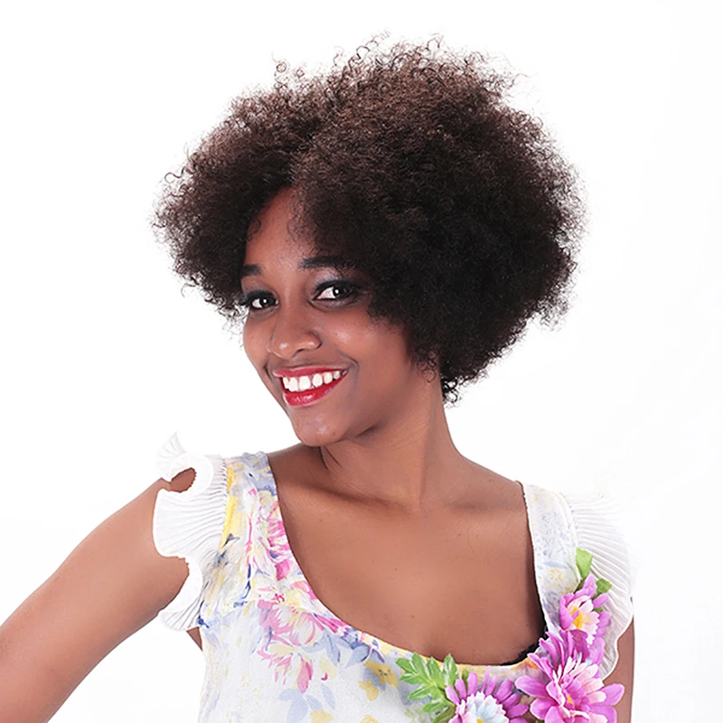

fashion glueless non-lace short human hair kinky curl wig for black women