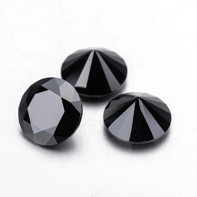 

High Quality 8 mm Round Cut Lab Created Black Moissanite Diamond Beads For Sales.
