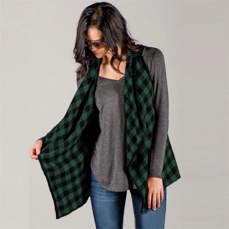 

C80 outfits Plaid vests for Christmas Autumn Waistcoat Casual Checks Vest Coat Sleeveless clothes women ladies wear blouse, N/a