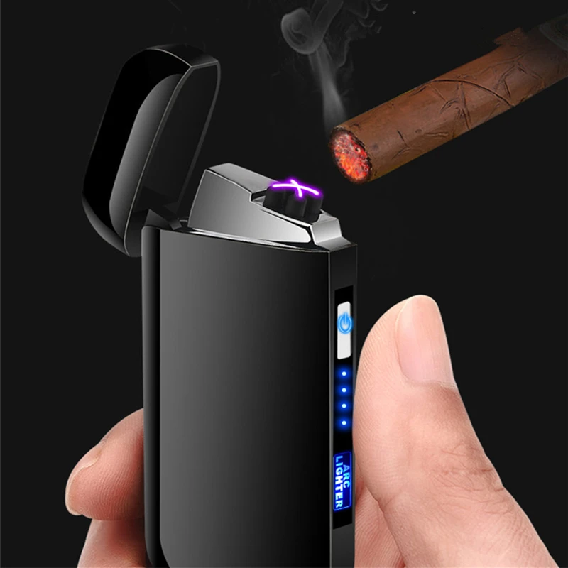 

Led power display metal USB rechargeable lighter,Arc pulse electronic cigarette lighter, 6 color for option