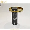 stainless steel top Salute for La Chance in black marble modern end table