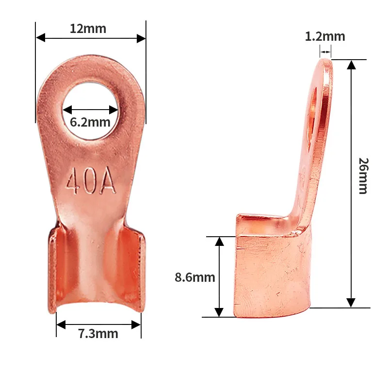 

Red Copper Open Nose Cable Connector Terminal Lugs OT-40A Connecting Crimping Terminals