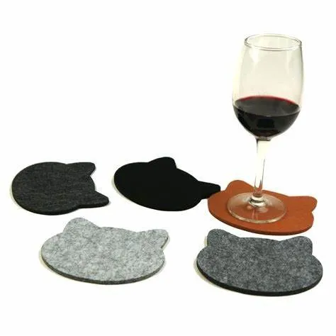 

Anti Slip Animal Absorbent Round Square Laser Cut Felt Drink Coasters Felt Cup Coasters Felt Coasters set, Customized