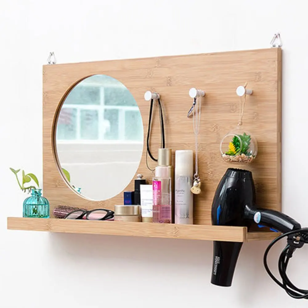 Bamboo Materials With Mirror Wall Mounted Bathroom ...