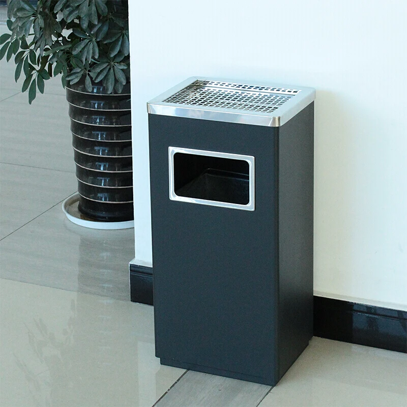 

Metal Litter Bin Trashbin Trash Can Economy Metal Garbage Bin Waste Receptacles with Ashtray, Sliver ,black,green