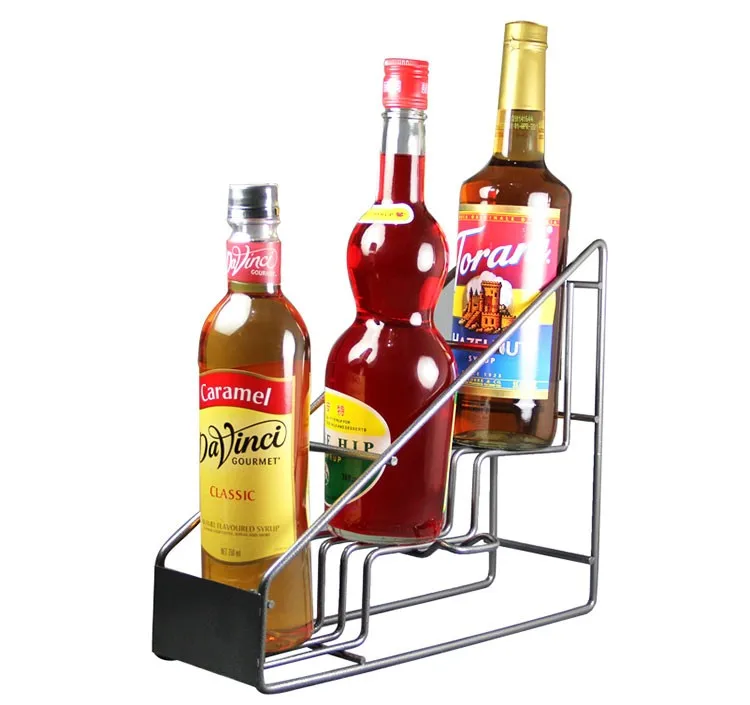 Coffee Syrup Display Rack Metal Wire Smoothie Syrup Stand Cafe Storage