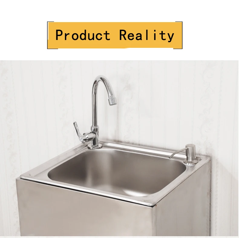 Sink Cabinet Integrated All Stainless Steel Single Trough Laundry Cabinet Balcony Wash Basin