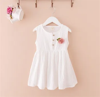 Summer Cotton My Baby Girl Dresses Cute Little Girls Dress Clothes With Flower Decoration