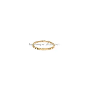 Fashion low price jewelry supply 925 pure silver thin knuckle rings antique light gold bead ring