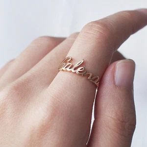 Dainty Any Custom Name Ring Personalized Handwriting Signature Rings Customized Gift For Her Handmade Jewelry Stainless Steel