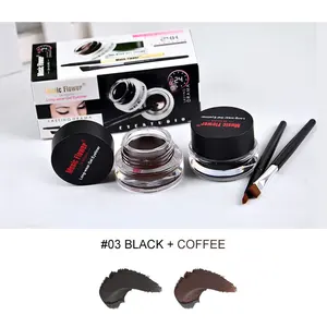 Music Flower  Cosmetics 2 in 1 Black And Brown Waterproof Eyeliner Gel With Brush Makeup Eye Liner Beauty Tool