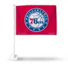 Philadelphia 76ers Red Car and NBA Auto Flag