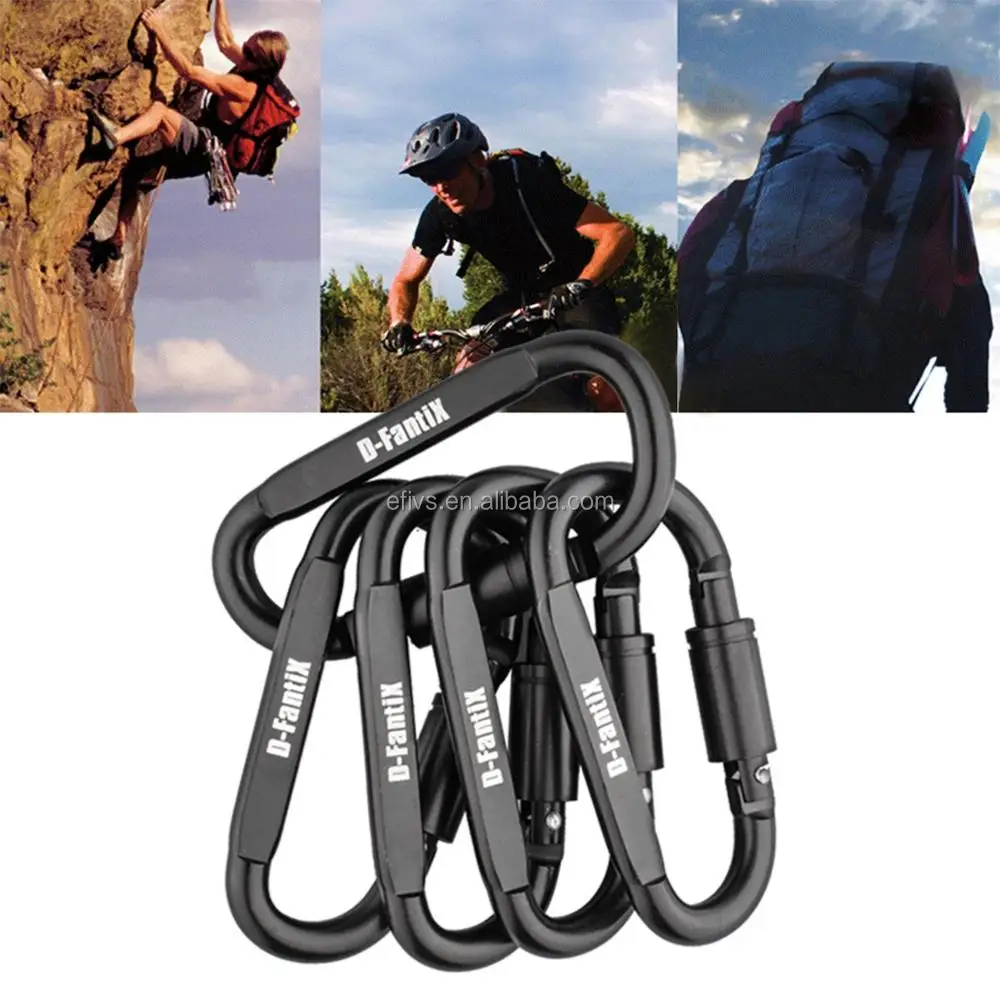 Wholesale Carabiner Clip,Aluminum Locking Carabiner Keychain D Ring Carabiner Black Buy