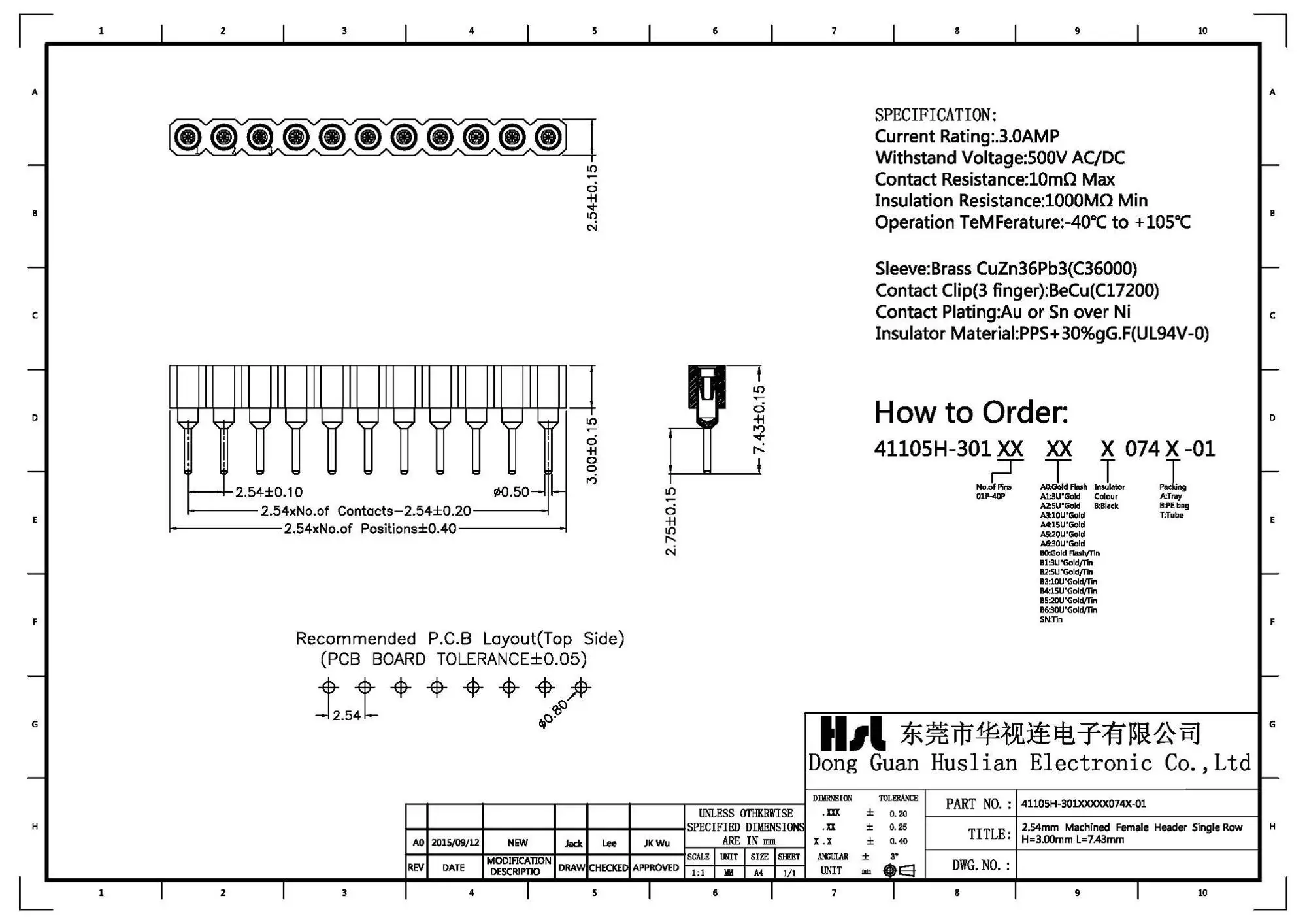 Board To Board Connector Double Row Machined Female Header 2.54mm Pitch ...