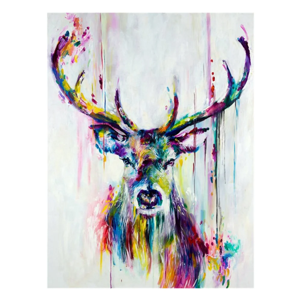 animal poster abstract print watercolor deer head