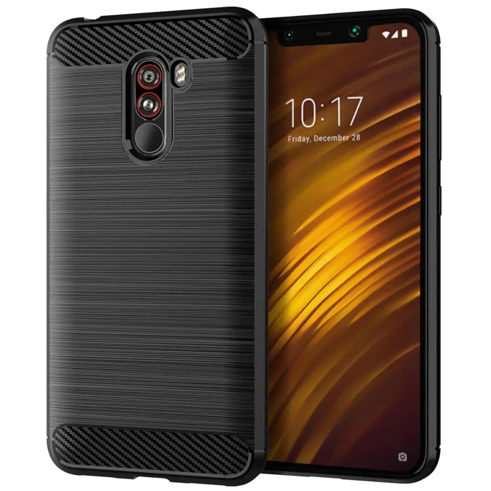 

Carbon Fiber Shockproof Soft TPU Back Cover mobile Phone Case For xiaomi Poco F1